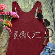 New Antlers Love Letter Print Tank Tops Women Casual Sleeveless Short Tops Vest
