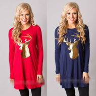 Self cultivation, waist size and size, couple outfit. Cotton comfort, Christmas antlers dress. Round neck cartoon