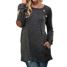 Women's Fashion Blouse Long Sleeve Button Elbow Patchwork O-Neck Blouse for Ladies Tops Feminina