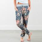 2017 Fashion Sweat Pants Women Floral Printed Loose Stretch High Waist Wide Leg Long Pants Trousers Tapered Leg Pants Sexy Pants
