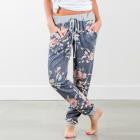 2017 Fashion Sweat Pants Women Floral Printed Loose Stretch High Waist Wide Leg Long Pants Trousers Tapered Leg Pants Sexy Pants