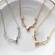 2017 Hot Sale Design  Deer Antler Pendant Necklace Christmas Jewelry Gift  For Women 3 colors