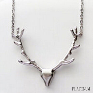 2017 Hot Sale Design  Deer Antler Pendant Necklace Christmas Jewelry Gift  For Women 3 colors