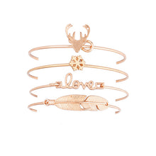 New leaf snowflake love deer antlers cuff bangle set fashion jewelry gifts 1set=4pieces B0011