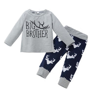 2pcs/Set Newborn Boys Autumn Winter Clothes Baby Long Sleeves Letters T-Shirt + Antlers Pants Soft Cotton Baby Clothings