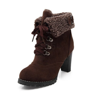 KarinLuna 2017 Small Big Size 32-43 Spike High Heels Fashion Ankle Boots Woman Fur Inside Warm British Style Boots Women Shoes