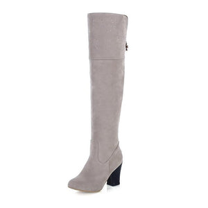 2017 autumn winter new arrive high quality pu leather over the knee boots round toe high heel rhinestone women boots