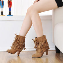 Big size 34-47 2017 New Fashion Women Shoes Party Spring Autumn Tassels Suede Nubuck Leather High Heels Ankle Boots