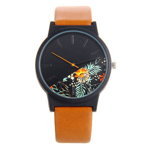Bgg New Country style Leather Women Quartz Watches 2017 Luxury Top Brand Floral Pattern ladies Casual Watch female dress Clock