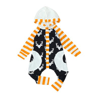 Autumn Winter baby clothes Newborn Baby Girl Boy Antlers Print stripe Hooded Romper Jumpsuit Clothes cute comfy Casual 0-24M