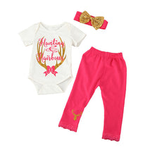 CHAMSGEND Pink Infant Baby Newborn Girls Rompers O-Neck Short Letter Jumpsuit Pants 3Pcs Set Suit Outfits Clothes AG2 p30